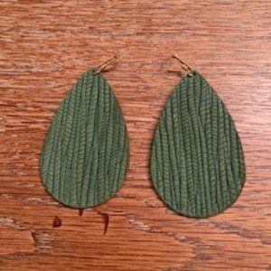 Nickel and Suede | Medium Green Knit Teardrops
